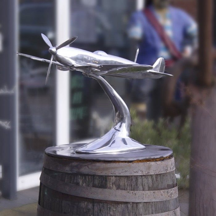 silver aluminium large spitfire model sculpture perfect for aviation history ww2 fans lifestyle